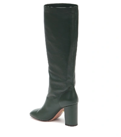 Shop Aquazzura Boogie 85 Knee-high Leather Boots In Green