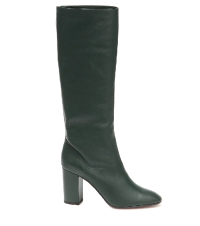 Shop Aquazzura Boogie 85 Knee-high Leather Boots In Green