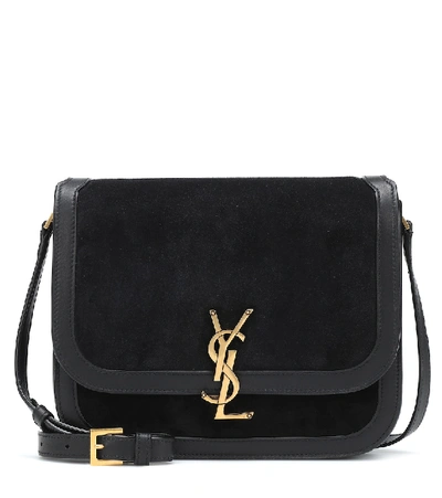 Shop Saint Laurent Solferino Medium Suede Crossbody Bag In Black