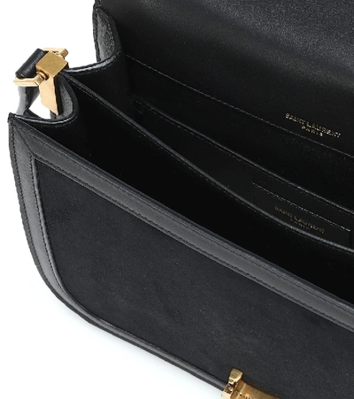Shop Saint Laurent Solferino Medium Suede Crossbody Bag In Black