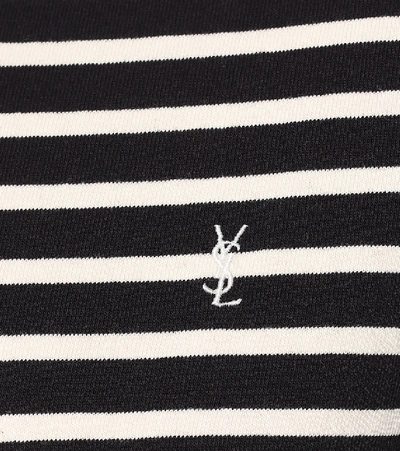Shop Saint Laurent Striped Cotton Top In Black
