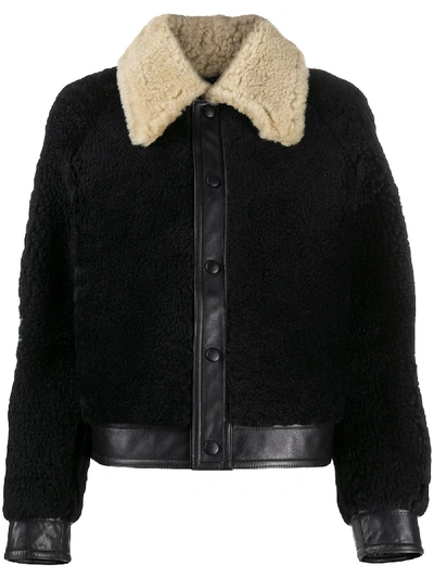 Shop Ami Alexandre Mattiussi Contrast Collar Shearling Jacket In Black