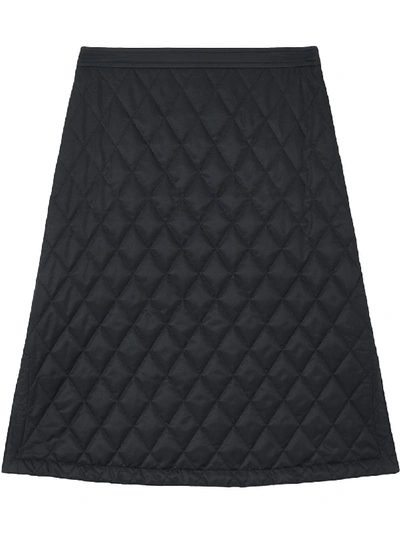 Shop Burberry Diamond Quilted A-line Skirt In Black