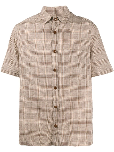 Shop Nanushka Checked Short-sleeve Shirt In Neutrals