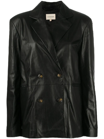 Shop Loulou Double-breasted Lambskin Jacket In Black