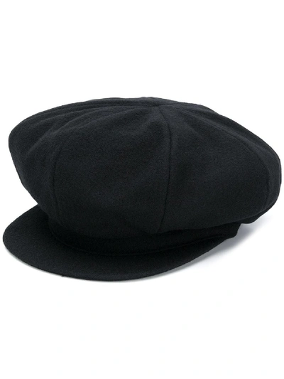 Shop Y's Panelled Wool Beret In Black