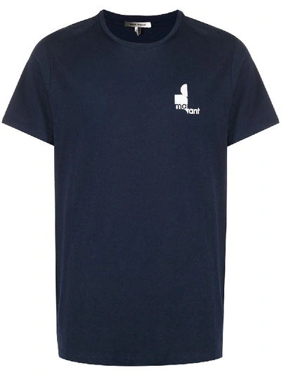 Shop Isabel Marant Zafferh Logo Print T-shirt In Blue