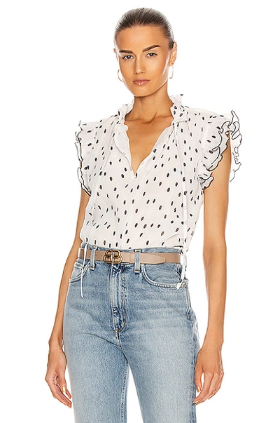Shop Ganni Pleated Georgette Top In Egret