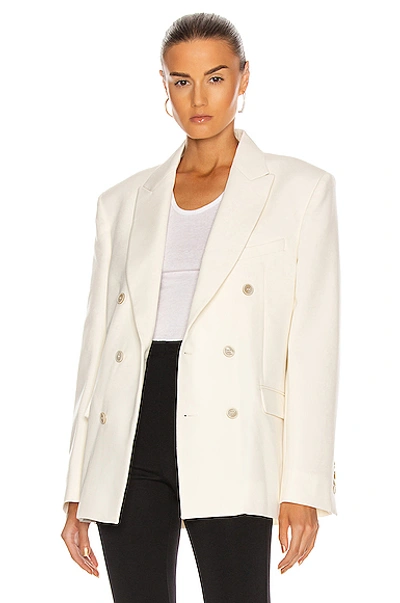 Shop Wardrobe.nyc Double Breasted Blazer In Off White