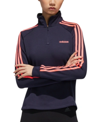 Shop Adidas Originals Adidas Women's Essentials Fleece Quarter-zip Top In Legend Ink/signal Pink