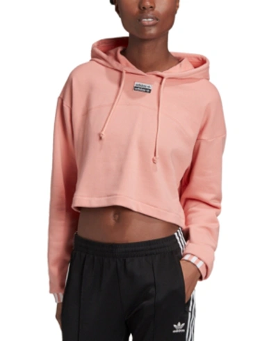 Shop Adidas Originals Women's Cotton Cropped Hoodie In Dark Pink