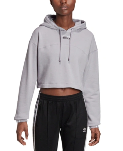 Shop Adidas Originals Women's Cotton Cropped Hoodie In Grey