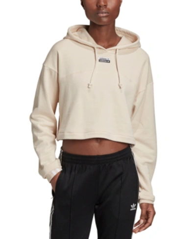 Shop Adidas Originals Women's Cotton Cropped Hoodie In Light Beige