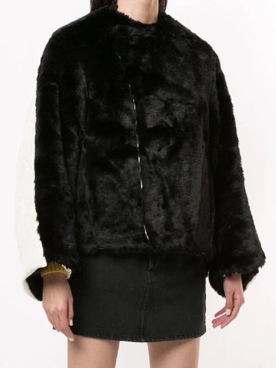 Shop Miharayasuhiro Contrast Texture Reversible Jacket In Black