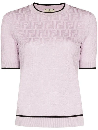 Shop Fendi Logo-jacquard Top In Pink