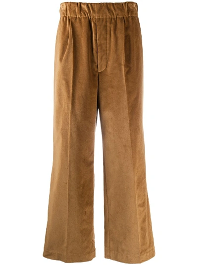 Shop Jejia Velvet Flared Trousers In Brown