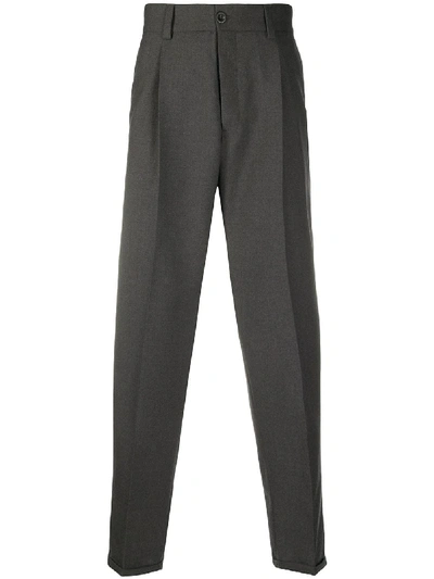Shop Pt01 Cropped Virgin Wool Trousers In Grey