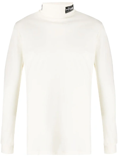 Shop Raf Simons Roll Neck Fitted Jumper In Fine Knit In Neutrals