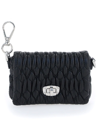 Shop Miu Miu Key Ring In Nero