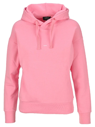 Shop A.p.c. Micro Logo Hoodie In Bright Pink