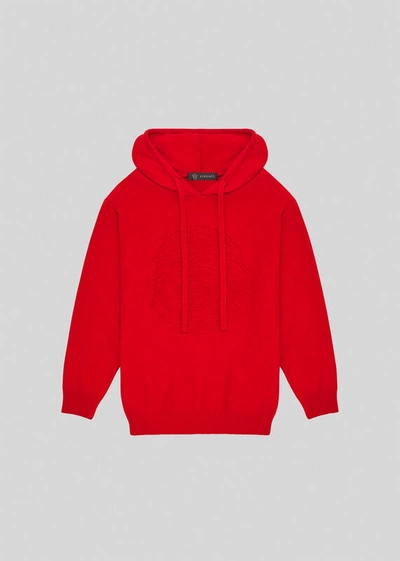 Shop Versace Medusa Wool And Cashmere Hoodie In Red