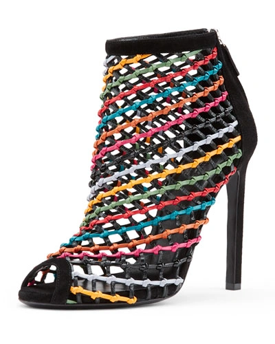 Gucci Caged Multicolor Crisscross Bootie In Select Color