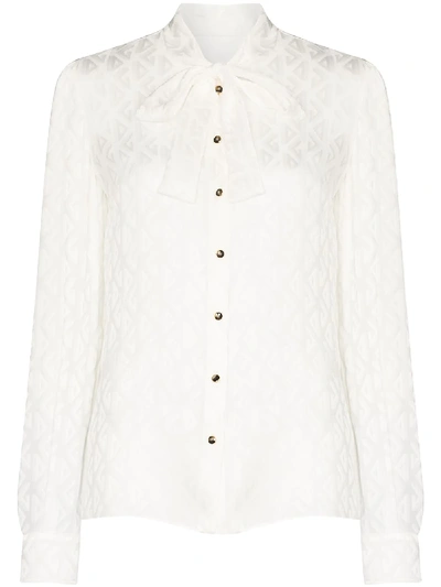Shop Dolce & Gabbana Pussy-bow Buttoned Blouse In White