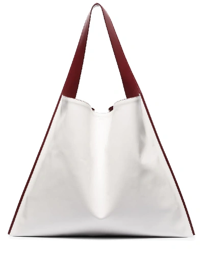 Shop Jil Sander Contrast Trim Oversized Tote Bag In White