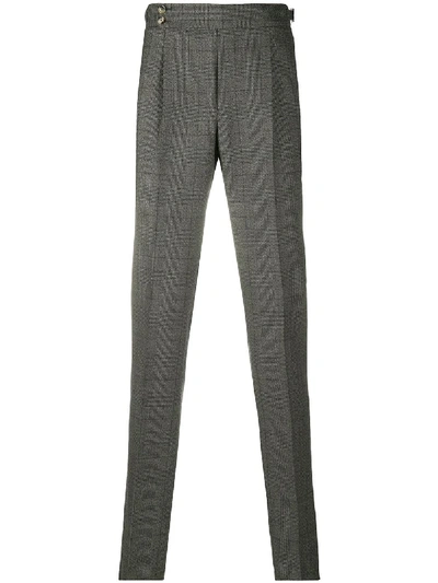 Shop Pt01 Virgin Wool Glen Check Trousers In Grey