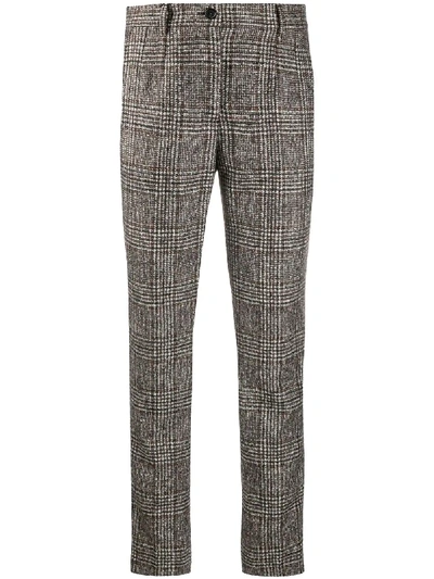 Shop Dolce & Gabbana Checked Slim-fit Trousers In Brown