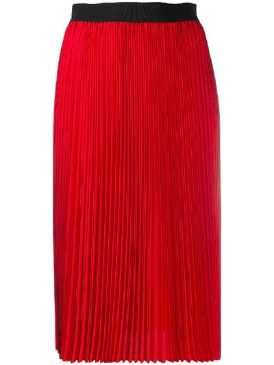Shop Patrizia Pepe Pleated Midi Skirt In Red