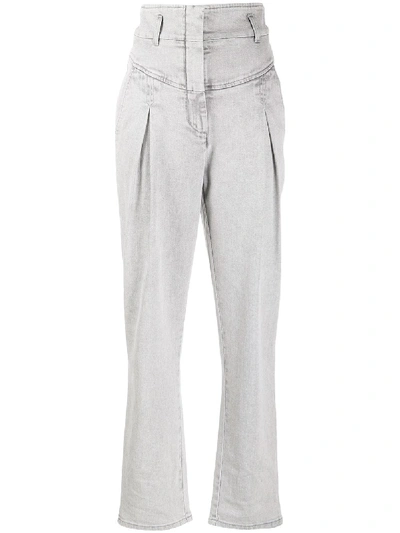 Shop Alberta Ferretti High-rise Pleat Front Jeans In Grey