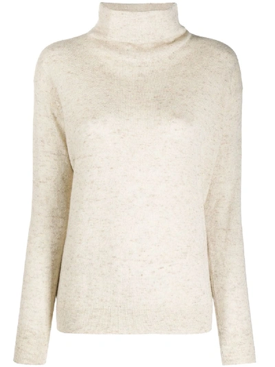 Shop Agnona Roll Neck Fine Knit Jumper In Neutrals