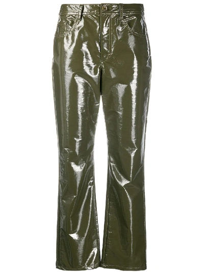 Vivetta Coated Cropped Trousers In Green