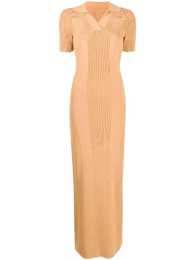 Shop Jacquemus Knitted Polo Shirt Dress In Yellow