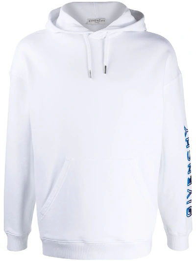 Shop Givenchy Sleeve-logo Hoodie In White