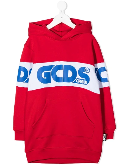 Shop Gcds Logo-tape Hoodie In Red