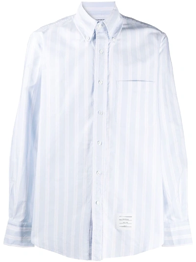 Shop Thom Browne Striped Supima Cotton Shirt In Blue