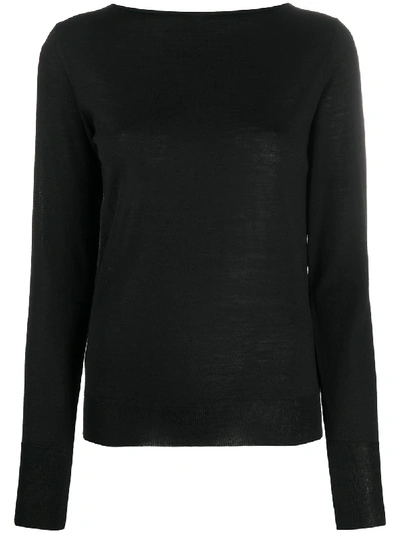 Shop Nuur Fine-knit Long Sleeve Top In Black