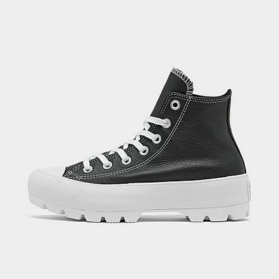 Shop Converse Women's Chuck Taylor All Star Lugged Leather High Top Casual Shoes In Black