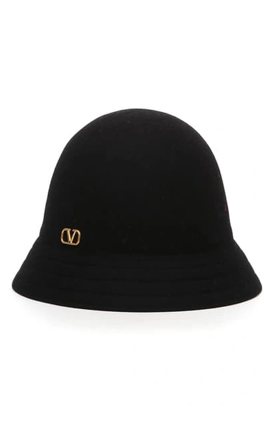 Shop Valentino Fur Felt Bucket Hat In Black