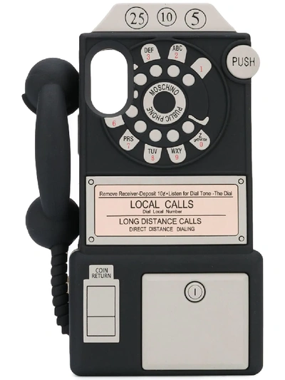 Shop Moschino Public Phone Iphone Xs/s Case In Black