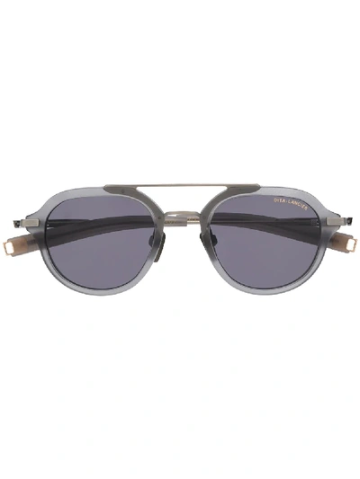 Shop Dita Eyewear Round Pilot Sunglasses In Grey