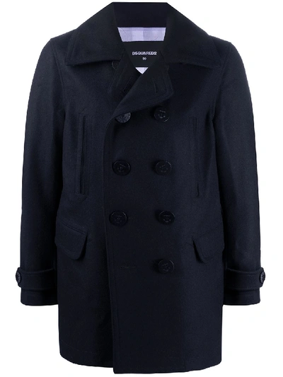 Shop Dsquared2 Double-breasted Pea Coat In Blue