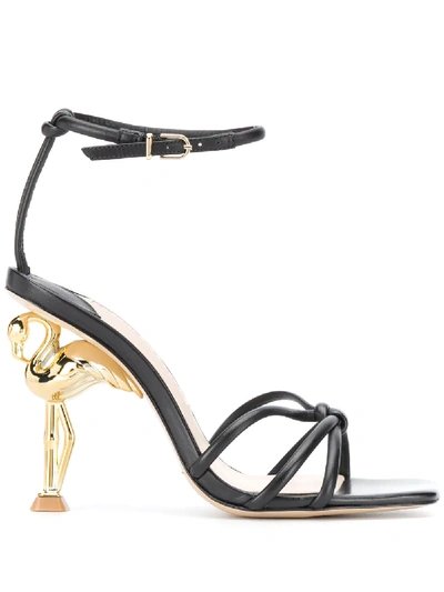 Shop Sophia Webster Flamingo Heel Sandals In Black