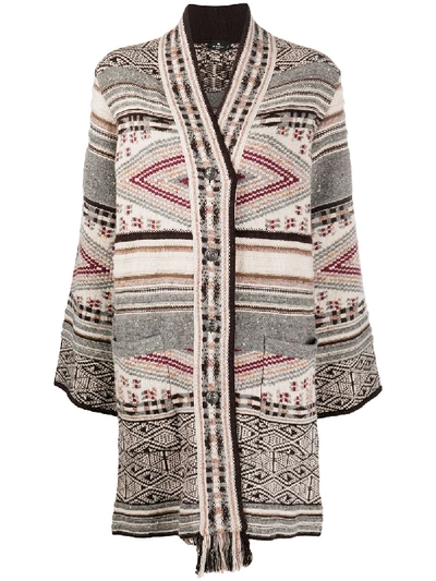 Shop Etro Intarsia-knit Cardigan In Red