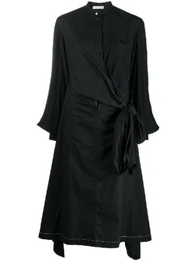 Shop Jw Anderson Wrap Poplin Shirtdress In Black