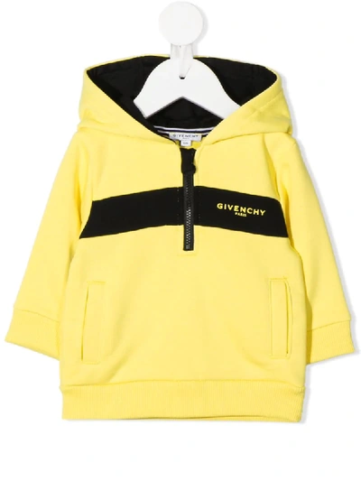 Shop Givenchy Logo Colour-block Hoodie In Yellow