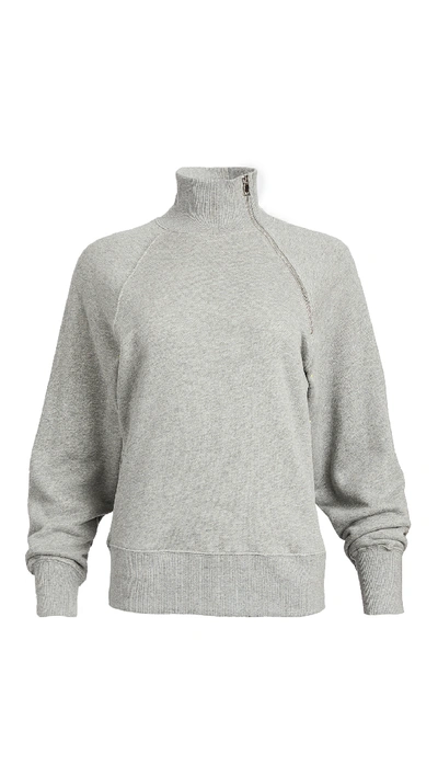 Shop Marissa Webb So Uptight Funnel Neck Zip Sweatshirt In Heather Grey