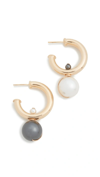 Shop Beck Jewels Agra Alma Hoops In Gold/pearl